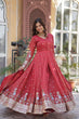 Load image into Gallery viewer, Red Elegant Viscose Cosmos Embroidered Anarkali Set with Dupatta ClothsVilla
