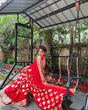 Load image into Gallery viewer, Red Elegant Viscose Georgette Saree with Unstitched Blouse Piece ClothsVilla