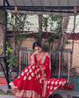 Load image into Gallery viewer, Red Elegant Viscose Georgette Saree with Unstitched Blouse Piece ClothsVilla