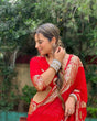 Load image into Gallery viewer, Red Elegant Viscose Georgette Saree with Unstitched Blouse Piece ClothsVilla