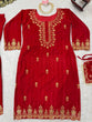 Load image into Gallery viewer, Red Elegant Viscose Velvet Embroidered Sharara Set ClothsVilla