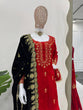 Load image into Gallery viewer, Red Elegant Viscose Velvet Embroidered Sharara Set ClothsVilla