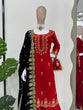 Load image into Gallery viewer, Red Elegant Viscose Velvet Embroidered Sharara Set ClothsVilla