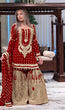 Load image into Gallery viewer, Red Embroidered Faux Georgette Plazzo Set with Sequins Work &amp; Lace Dupatta ClothsVilla