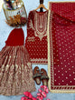 Load image into Gallery viewer, Red Embroidered Faux Georgette Plazzo Set with Sequins Work &amp; Lace Dupatta ClothsVilla