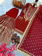 Load image into Gallery viewer, Red Embroidered Faux Georgette Plazzo Set with Sequins Work &amp; Lace Dupatta ClothsVilla