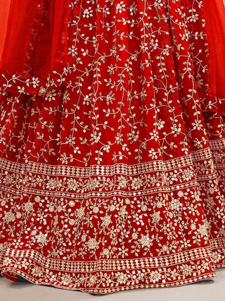 Red Embroidered Georgette Wedding Wear Lehenga Choli ClothsVilla