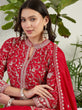 Load image into Gallery viewer, Red Embroidered Gown Set ClothsVilla