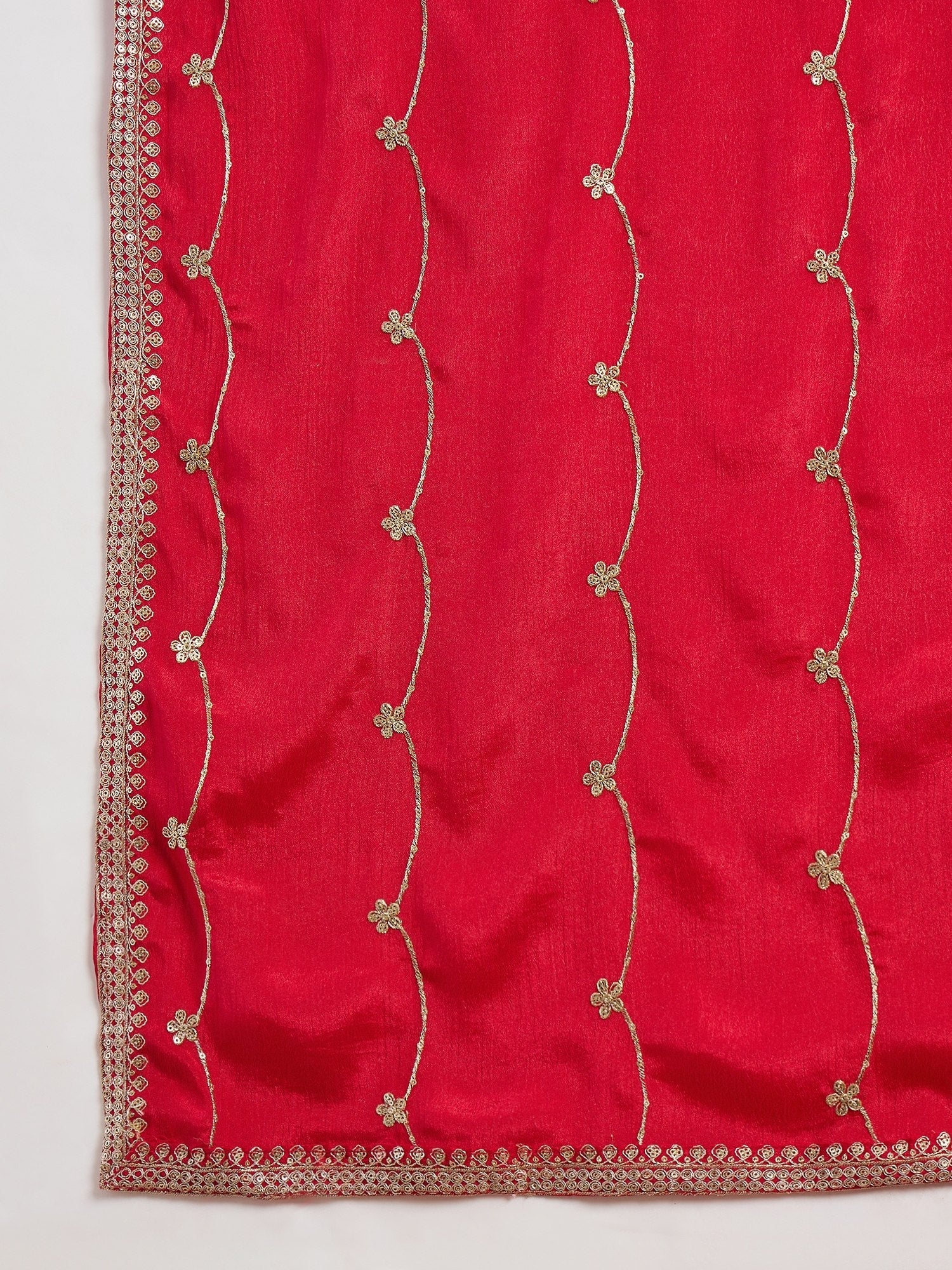 Red Embroidered Kurta Palazzo Set ClothsVilla.com