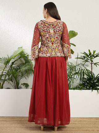 Red Embroidered Lehenga Set ClothsVilla