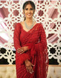 Load image into Gallery viewer, Red Eternal Elegance Sparkling Net Saree with Rainbow Sequins ClothsVilla