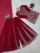 Load image into Gallery viewer, Red Ethnic Elegance Faux Georgette Thread &amp; Sequin Embroidered Suit Set ClothsVilla