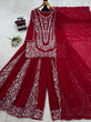 Load image into Gallery viewer, Red Ethnic Elegance Faux Georgette Thread &amp; Sequin Embroidered Suit Set ClothsVilla