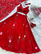 Load image into Gallery viewer, Red Exclusive Handpaint Georgette Lehenga Set with Designer Blouse &amp; Dupatta ClothsVilla