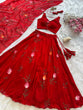 Load image into Gallery viewer, Red Exclusive Handpaint Georgette Lehenga Set with Designer Blouse &amp; Dupatta ClothsVilla