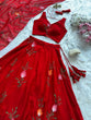 Load image into Gallery viewer, Red Exclusive Handpaint Georgette Lehenga Set with Designer Blouse &amp; Dupatta ClothsVilla