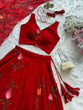 Load image into Gallery viewer, Red Exclusive Handpaint Georgette Lehenga Set with Designer Blouse &amp; Dupatta ClothsVilla