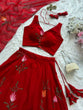 Load image into Gallery viewer, Red Exclusive Handpaint Georgette Lehenga Set with Designer Blouse &amp; Dupatta ClothsVilla