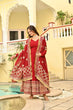 Load image into Gallery viewer, Red Faux Blooming Embroidered Zari Sequins Work Gown with Dupatta ClothsVilla