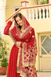 Load image into Gallery viewer, Red Faux Blooming Embroidered Zari Sequins Work Gown with Dupatta ClothsVilla