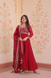 Load image into Gallery viewer, Red Faux Blooming Gown with Beads Embroidery &amp; Designer Dupatta ClothsVilla