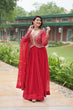 Load image into Gallery viewer, Red Faux Blooming Gown With Sequins-Multi Embroidery ClothsVilla