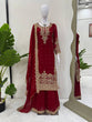 Load image into Gallery viewer, Red Faux Georgette Co-Ord Set with Coding, Sequin &amp; Rivet Moti Work – Plazo &amp; Dupatta Set ClothsVilla