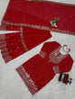 Load image into Gallery viewer, Red Faux Georgette Embroidered Sharara Set with Lace Border Dupatta ClothsVilla
