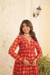 Load image into Gallery viewer, Red Faux Georgette Foil Print Readymade Top with Pant Set ClothsVilla