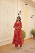 Load image into Gallery viewer, Red Faux Georgette Foil Print Readymade Top with Pant Set ClothsVilla