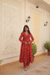Load image into Gallery viewer, Red Faux Georgette Foil Print Readymade Top with Pant Set ClothsVilla