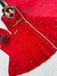 Load image into Gallery viewer, Red Faux Georgette Thread &amp; Sequin Embroidered Anarkali Set with Pant and Dupatta ClothsVilla