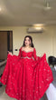 Load image into Gallery viewer, Red Faux Georgette Thread &amp; Sequin Embroidered Anarkali Set with Pant and Dupatta ClothsVilla