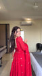 Load image into Gallery viewer, Red Faux Georgette Thread &amp; Sequin Embroidered Anarkali Set with Pant and Dupatta ClothsVilla