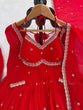 Load image into Gallery viewer, Red Faux Georgette Thread &amp; Sequin Embroidered Anarkali Set with Pant and Dupatta ClothsVilla