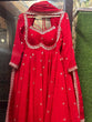 Load image into Gallery viewer, Red Faux Georgette Thread &amp; Sequin Embroidered Anarkali Set with Pant and Dupatta ClothsVilla