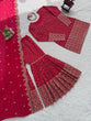 Load image into Gallery viewer, Red Faux Georgette Thread &amp; Sequin Work Sharara Set with Matching Dupatta ClothsVilla