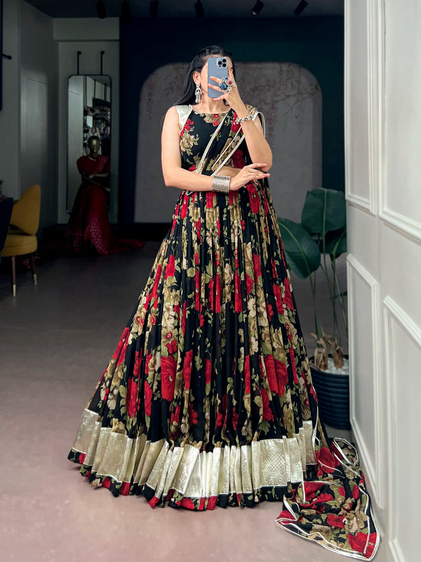 Red Floral Print Lehenga Choli ClothsVilla