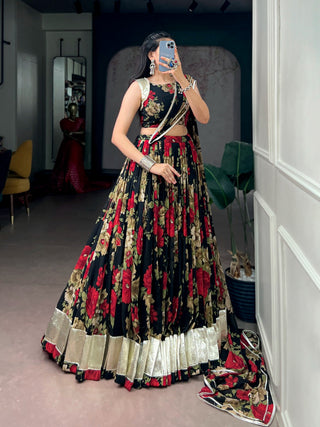 Red Floral Print Lehenga Choli ClothsVilla