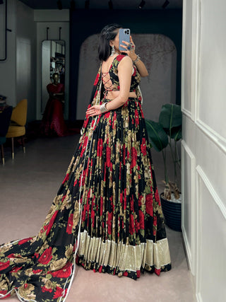 Red Floral Print Lehenga Choli ClothsVilla
