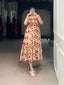 Red Floral Print Maslin Silk Stitched Frock with 4-Meter Flair & Micro Crepe Lining ClothsVilla
