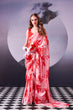 Load image into Gallery viewer, Red Floral Saree with Pearl Border ClothsVilla