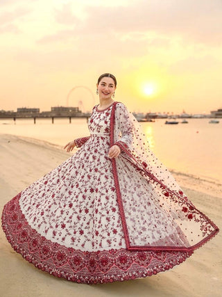 Red Georgette & Organza Silk Gown ClothsVilla
