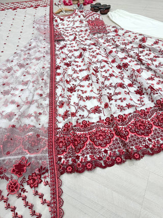 Red Georgette & Organza Silk Gown ClothsVilla