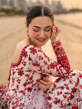 Red Georgette & Organza Silk Gown ClothsVilla