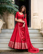 Load image into Gallery viewer, Red Graceful Elegance Pure Chanderi Lehenga with Zari Border &amp; Sequin Dupatta
