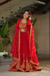 Load image into Gallery viewer, Red Graceful Faux Blooming Embroidered Gown with Sequins Dupatta – Fully Stitched Elegance ClothsVilla