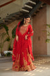 Load image into Gallery viewer, Red Graceful Faux Blooming Embroidered Gown with Sequins Dupatta – Fully Stitched Elegance ClothsVilla