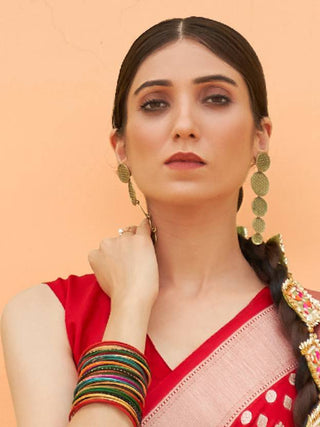 Red Graceful Georgette Saree with Unstitched Blouse Piece ClothsVilla