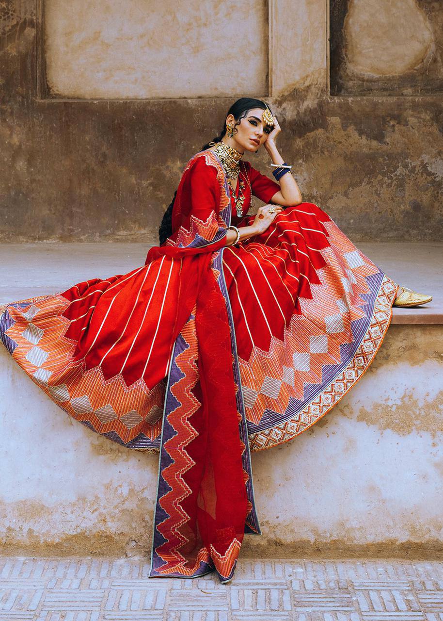 Red Groove in Style – Elegant Japan Satin Lehenga Set ClothsVilla